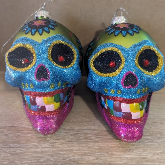 Other - Set of 2 sugar skull ornaments for Halloween tree